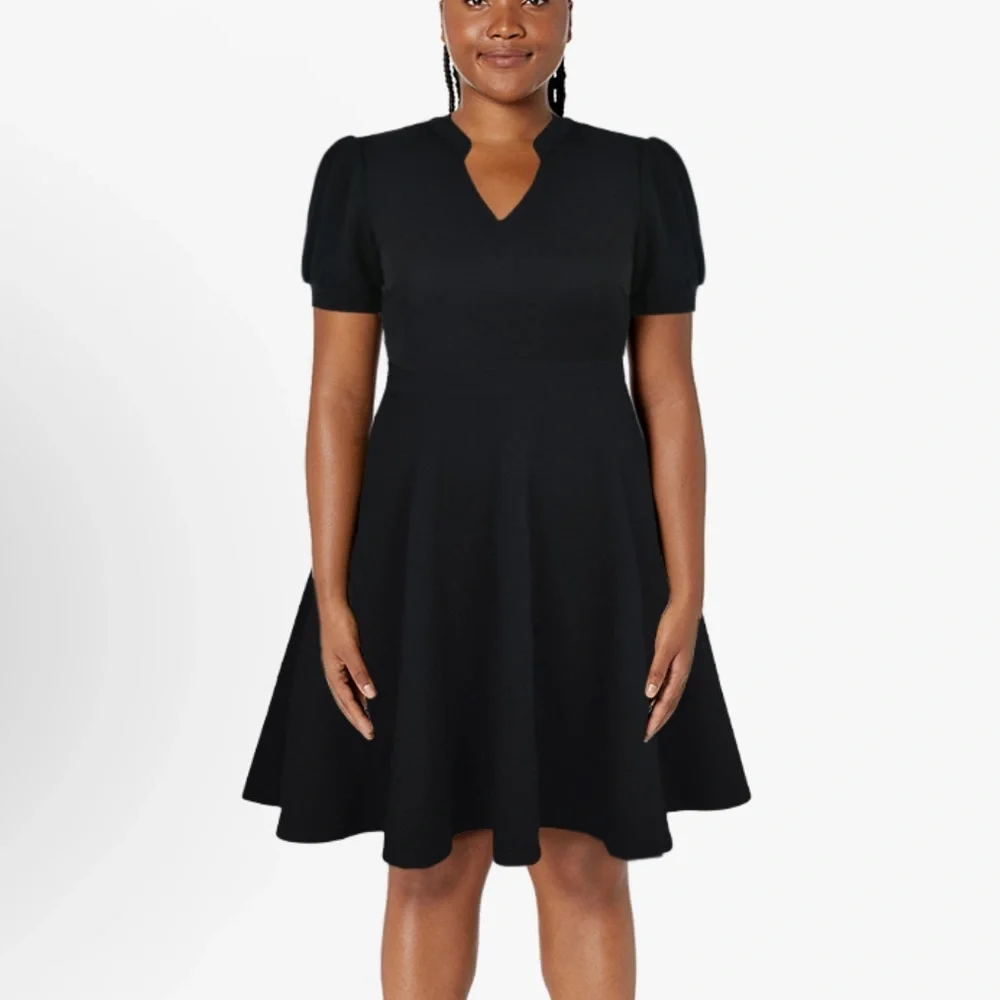Black Fit & Flare Dress w/ Pockets & Hidden Zipper | XL - Picture 1 of 3